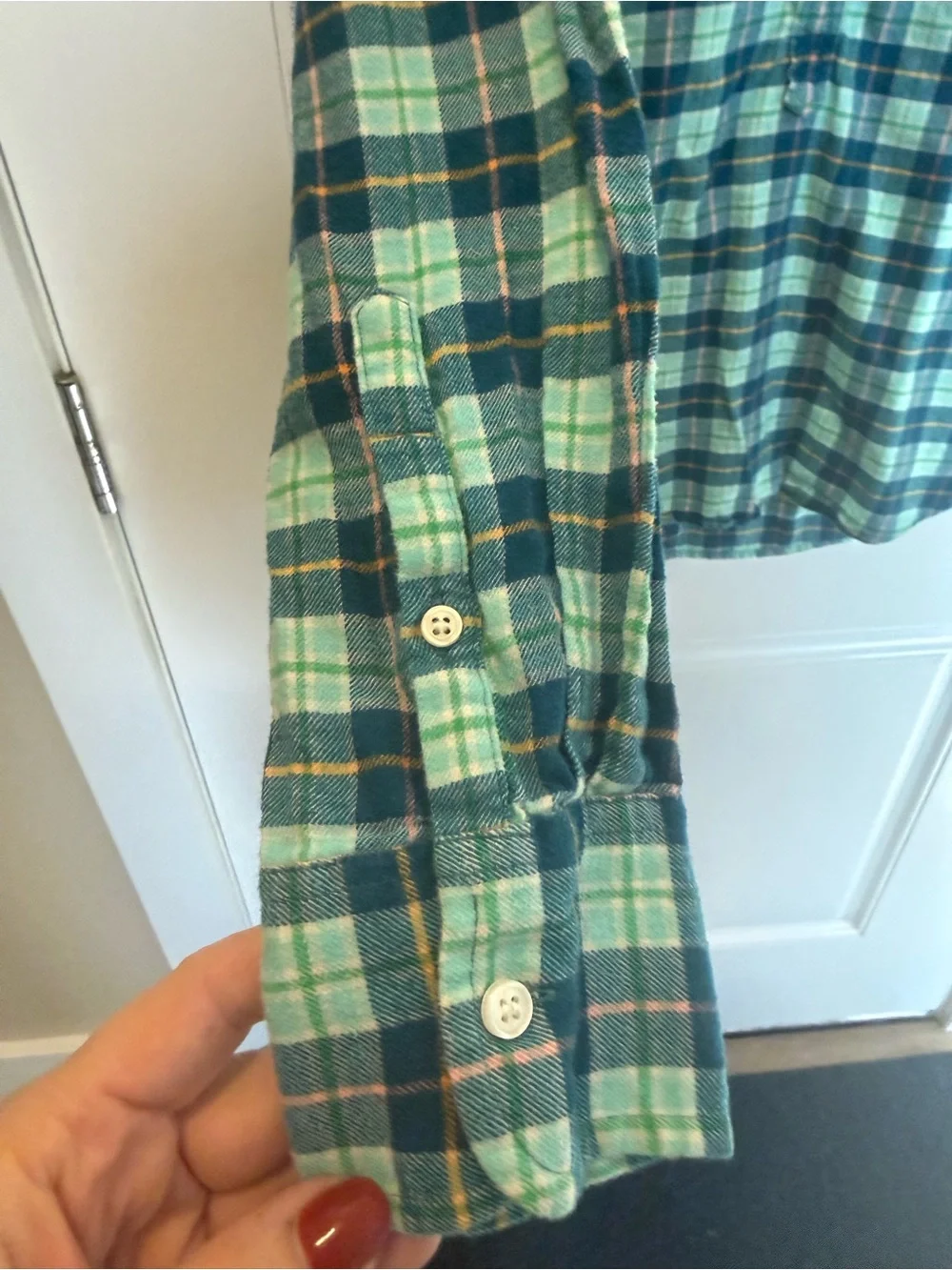 J.Crew Plaid Popover Flannel Shirt Women’s M 100% Cotton Blue Green Preppy